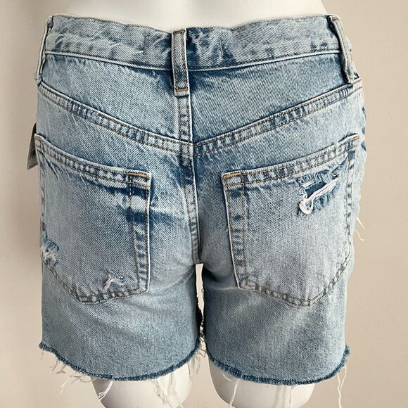 We The Free Shorts Blue Destroyed Button Fly Raw Hem 24 - Picture 14 of 14